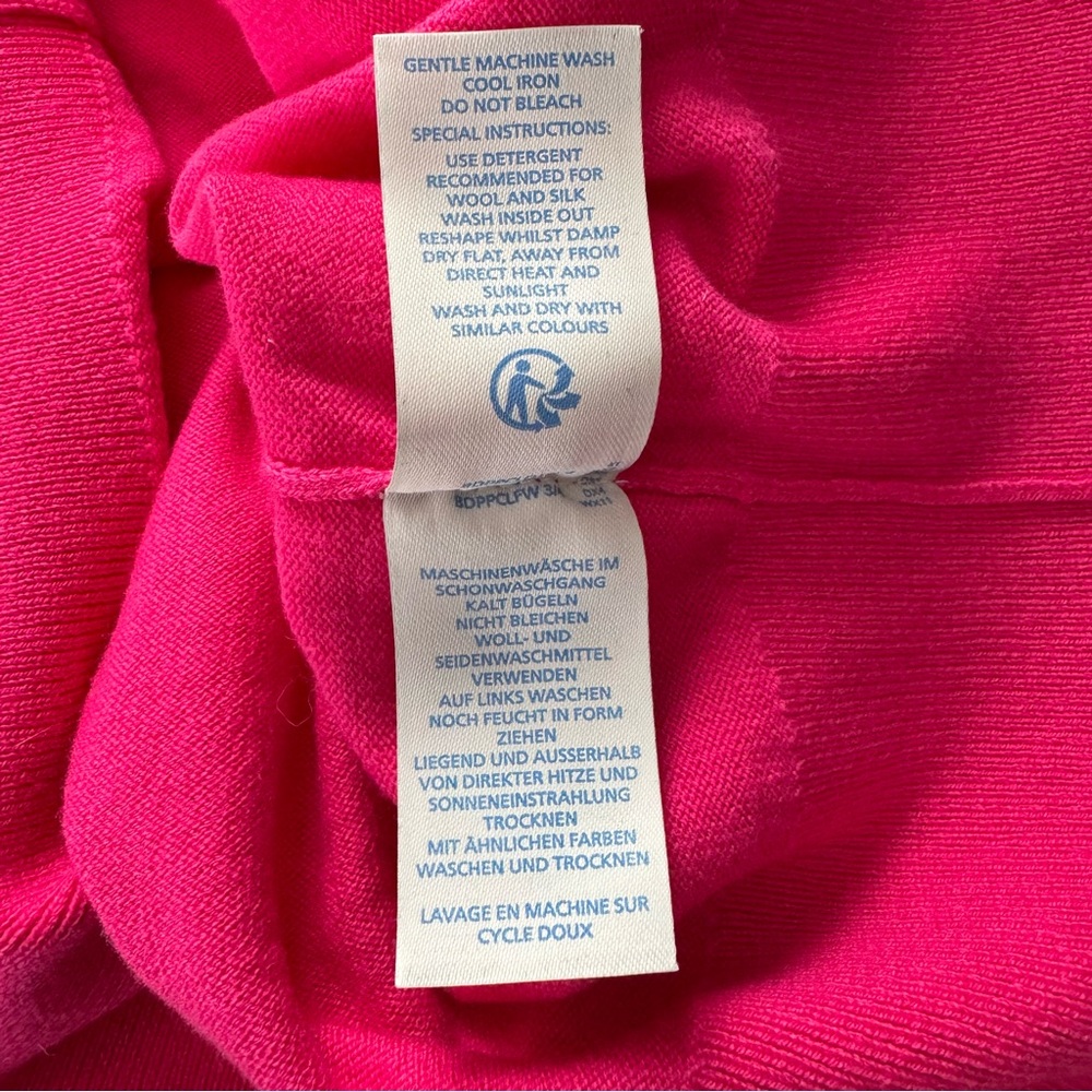 Boden Bernadette Wool Cotton Blend Ruffle Trim Crew Neck Sweater Fuchsia Pink 16 - Picture 7 of 9